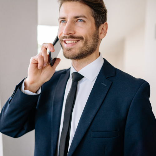 Conceptual image of an AI voice assistant making a cold call, representing cold call AI technology.